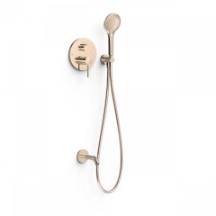 Tres Study Exclusive falba süllyesztett  zuhany és kádtöltő csaptelep, szatén tömlős kézizuhannyal, rose gold 26228060OP