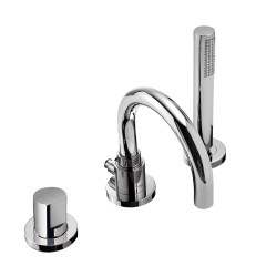 Tres Study Exclusive  peremre szerelhető, 3 üléses kád csaptelep, kézizuhannyal,  króm  26115001