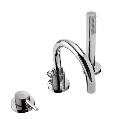 Tres Study Exclusive  peremre szerelhető, 3 üléses kád csaptelep, kézizuhannyal,  króm  26215001