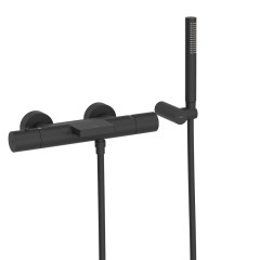 Tres Study Exclusive fali termosztátos zuhany csaptelep, cascade kifolyóval, kézizuhannyal, matt fekete 26117209NM