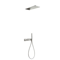 Tres Study Exclusive falba süllyesztett termosztátos zuhany csaptelep, esőztetővel, kézizuhannyal, steel  20735202AC