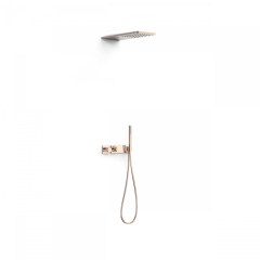 Tres Study Exclusive falba süllyesztett termosztátos zuhany csaptelep, esőztetővel, kézizuhannyal, rose gold  20735202OP