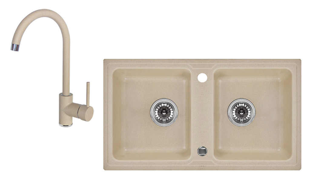 Deante Zorba 2 medencés mosogató csepegtető nélkül + álló csaptelep 